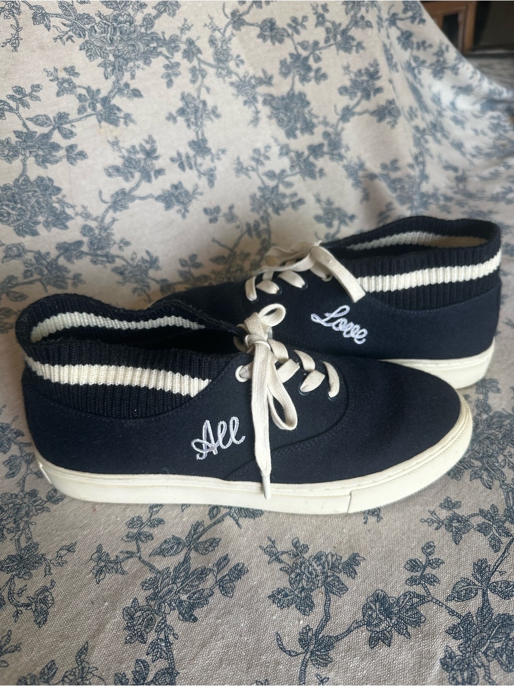 Tory Burch Navy Knit-Trim Sneakers